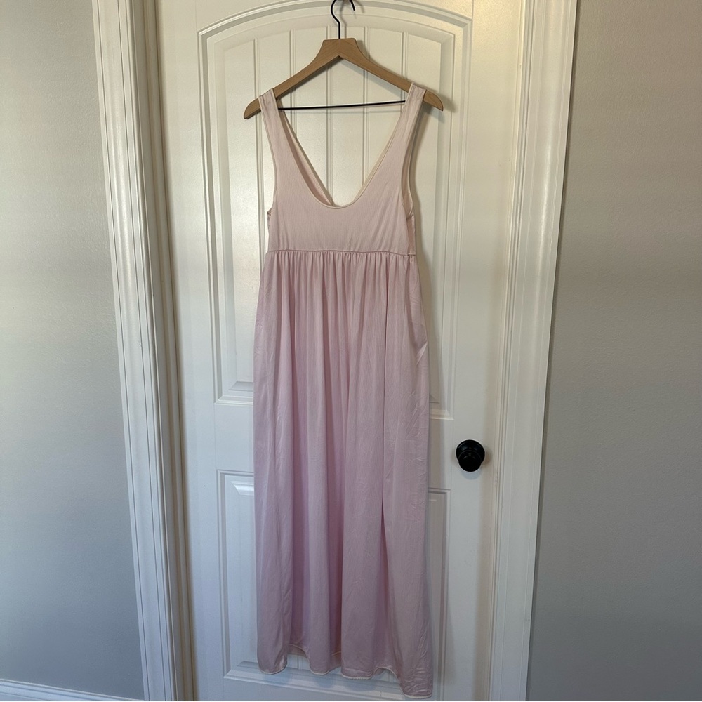 Vintage Nightgown Long Pastel Retro Pink Elegant Slip Dress Floral Size Medium - Picture 6 of 9
